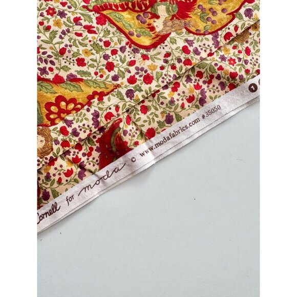 APRIL CORNELL x MODA Vintage Holiday Floral Angel Print Cotton Fabric, 3.8 Yards - Picture 5 of 7